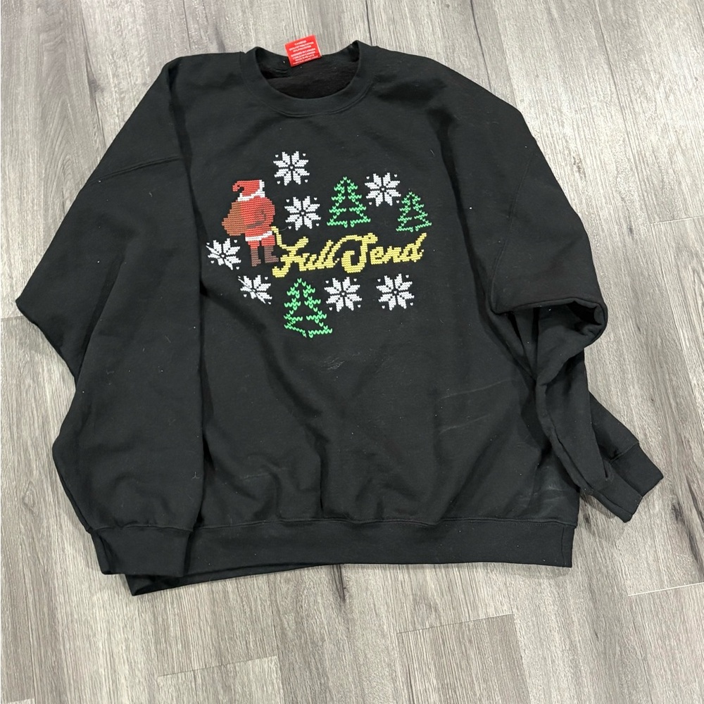Full Send Sweatshirt Santa Christmas 2XL Black